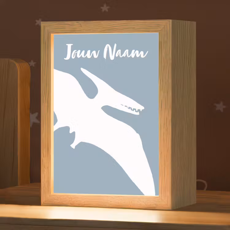 Nachtlampje met naam - Dino - Pteranodon - Dinosaurus - Blauw — 1