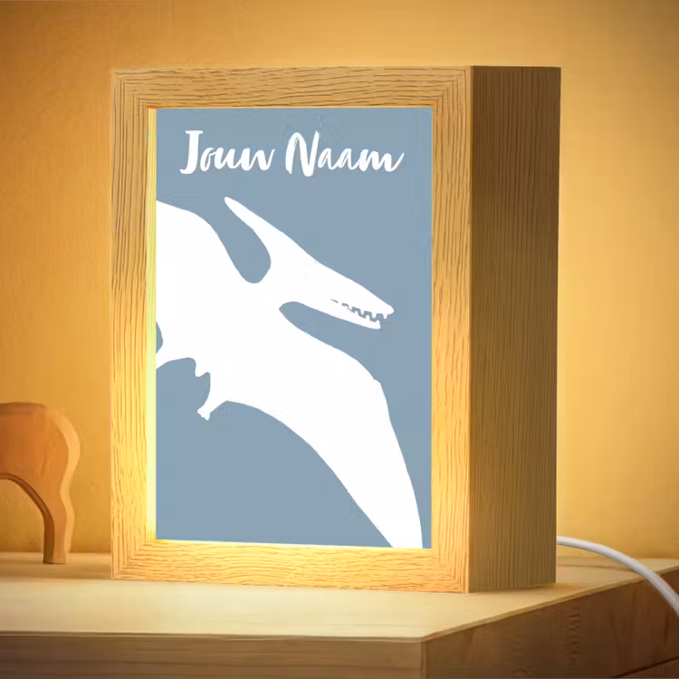 Nachtlampje met naam - Dino - Pteranodon - Dinosaurus - Blauw — 4
