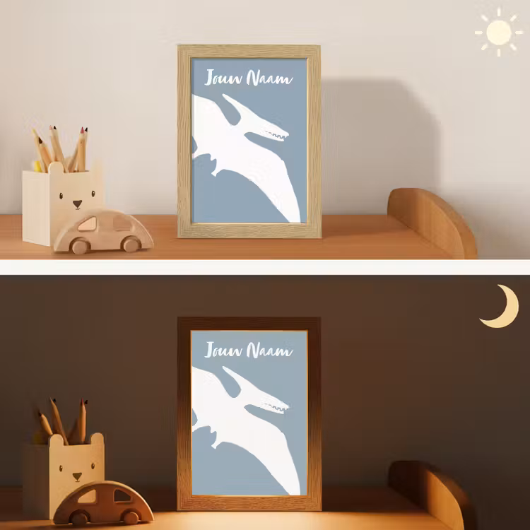 Nachtlampje met naam - Dino - Pteranodon - Dinosaurus - Blauw — 7