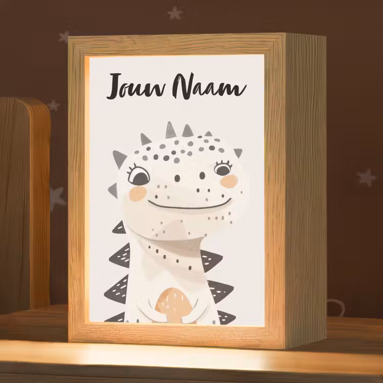 Nachtlampje met naam - Dinosaurus - Pastel kleuren — 1