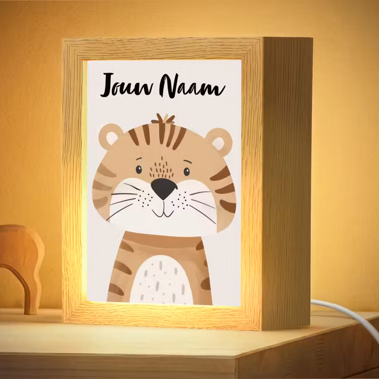 Nachtlampje met naam - Tijger - Wilde dieren - Pastel — 4