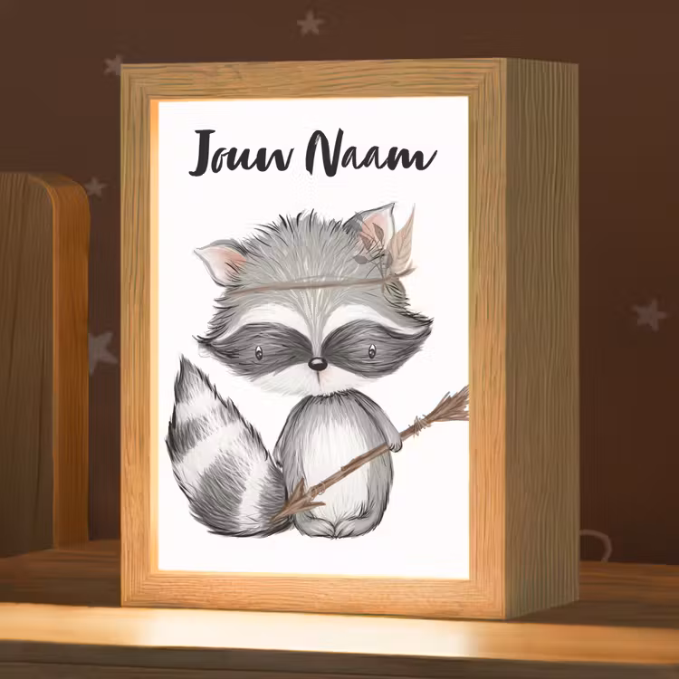 Nachtlampje met naam - Wasbeer - Dier - Bosdieren — 1
