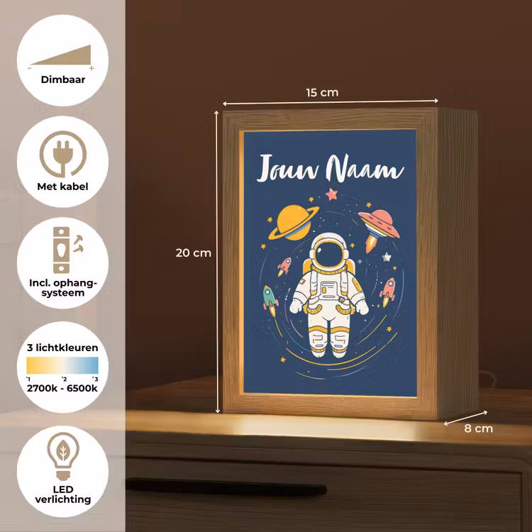 Nachtlampje met naam - Astronaut - Planeten - Raket — 2