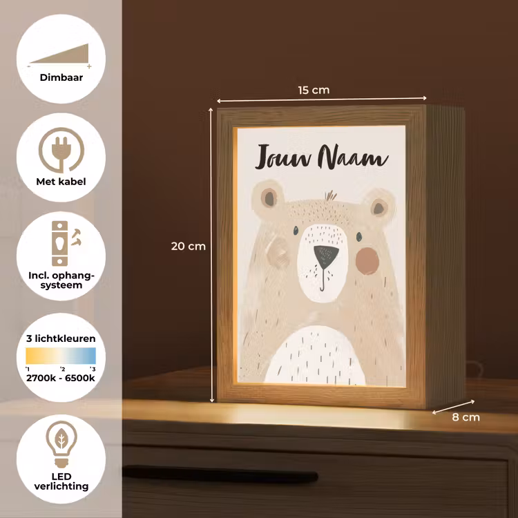Nachtlampje met naam - Beer - Dier - Wilde dieren — 2