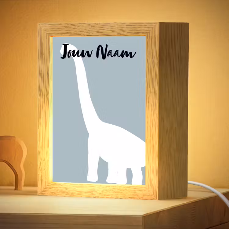 Nachtlampje met naam - Dino - Brachiosaurus - Dinosaurus - Blauw — 4
