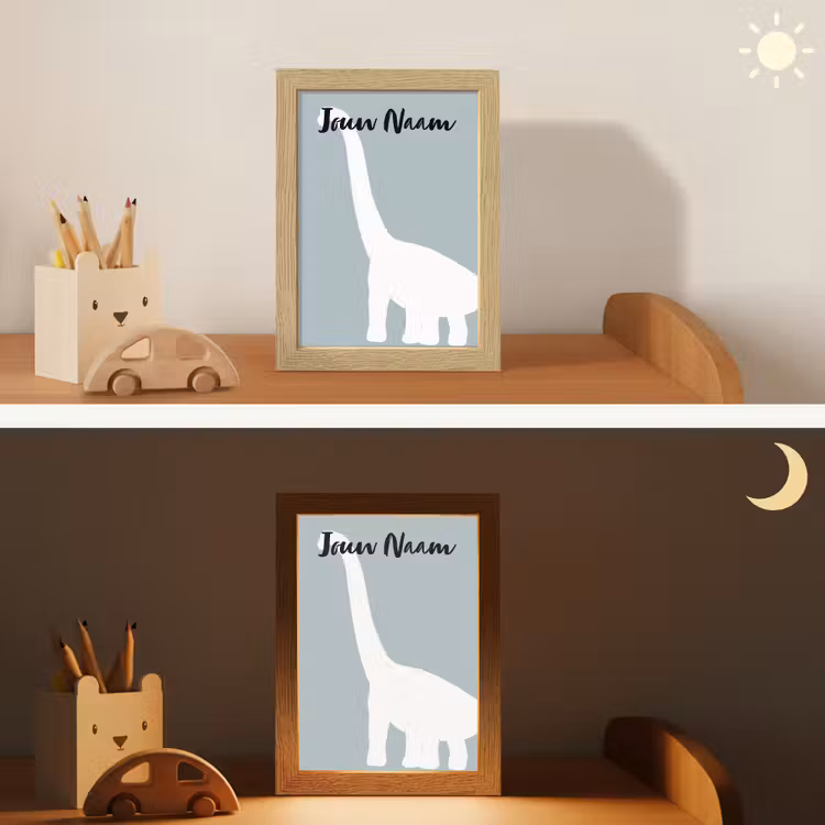 Nachtlampje met naam - Dino - Brachiosaurus - Dinosaurus - Blauw — 7