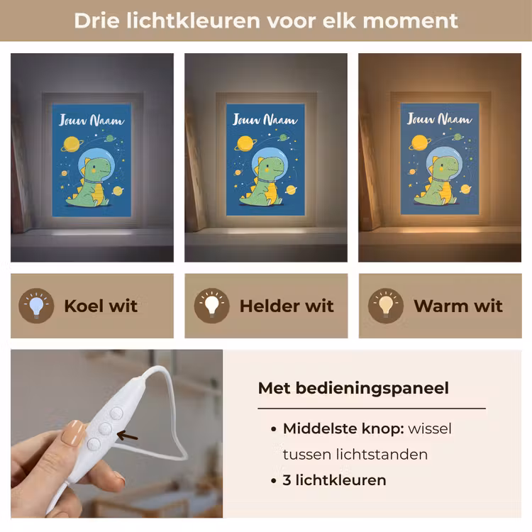 Nachtlampje met naam - Dino - Ruimte - Planeten — 5