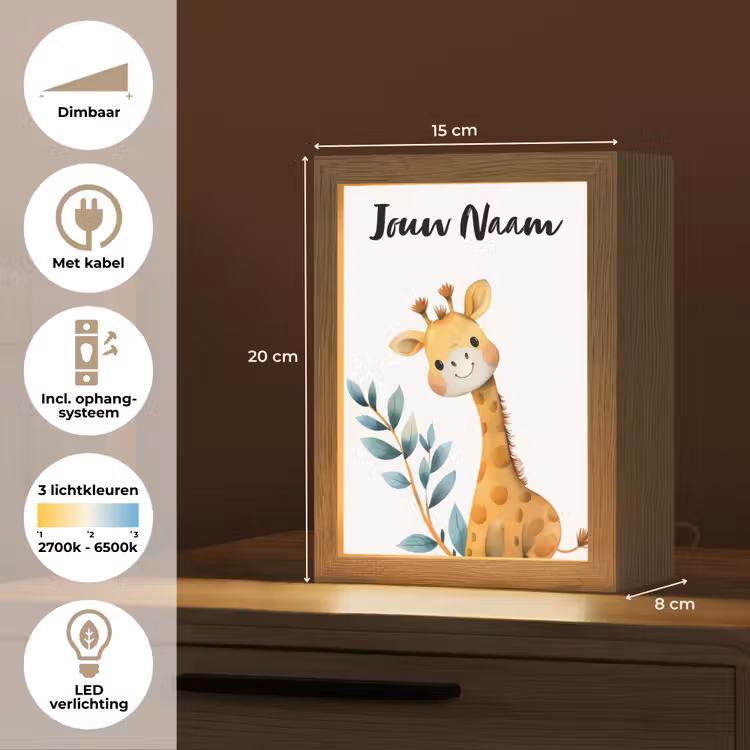 Nachtlampje met naam - Giraf - Dier - Wilde dieren — 2