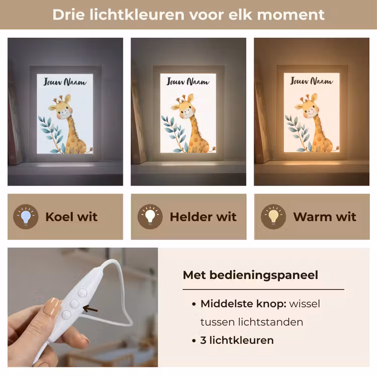 Nachtlampje met naam - Giraf - Dier - Wilde dieren — 5