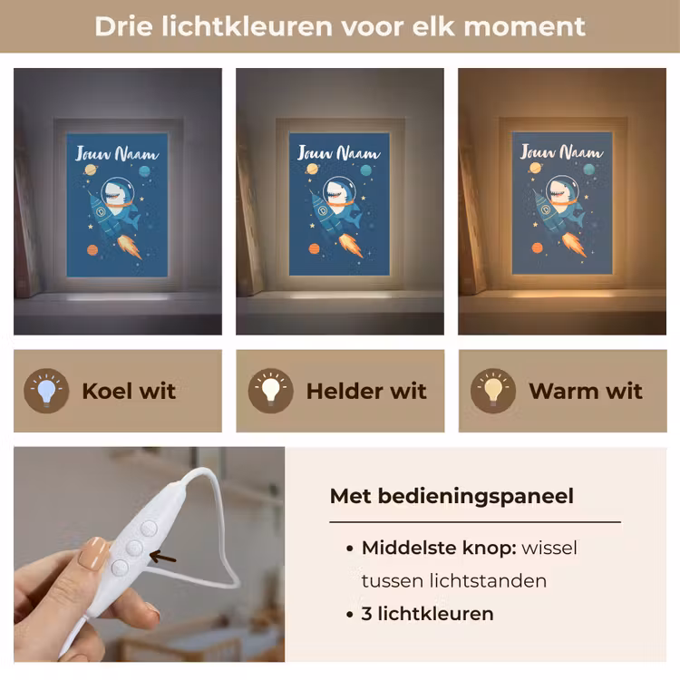 Nachtlampje met naam - Raket - Haai - Ruimte — 5