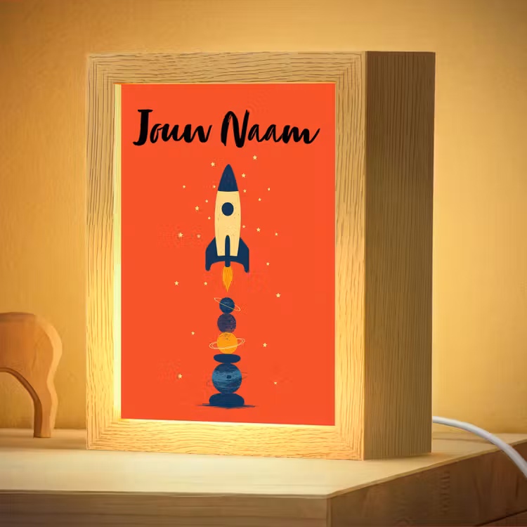 Nachtlampje met naam - Raket - Planeten - Rood — 4
