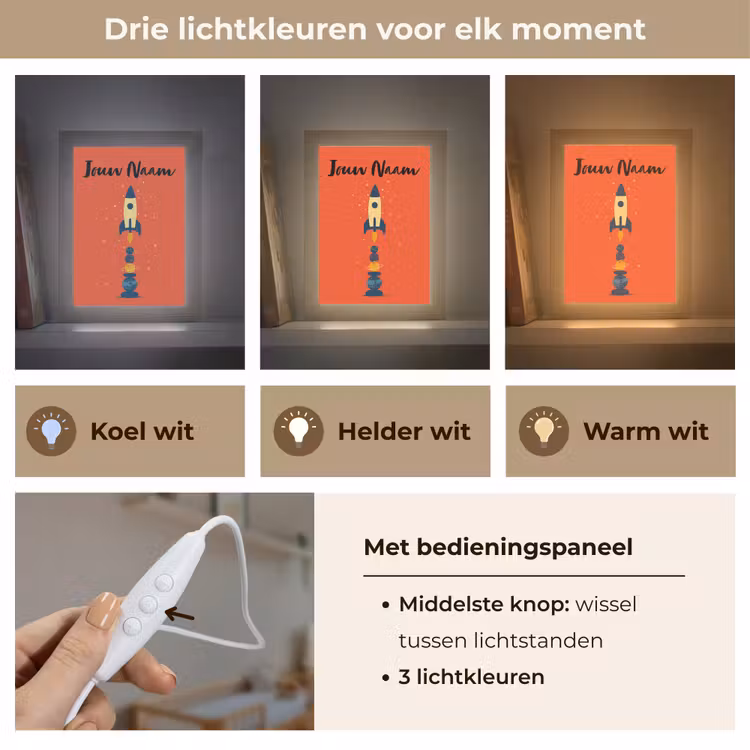 Nachtlampje met naam - Raket - Planeten - Rood — 5