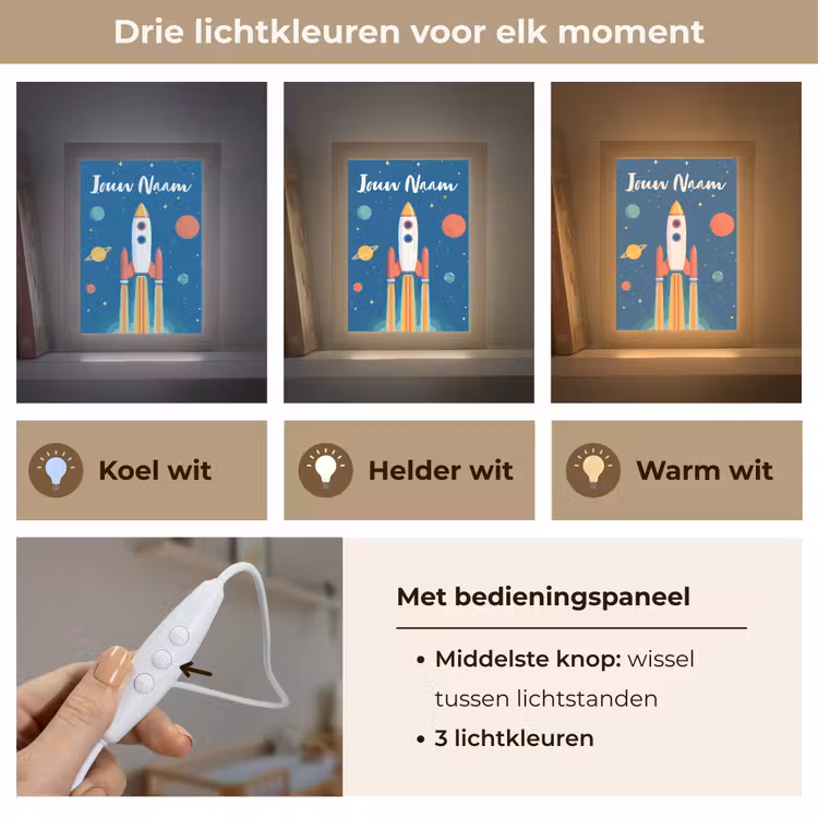Nachtlampje met naam - Raket - Planeten - Ruimte — 5