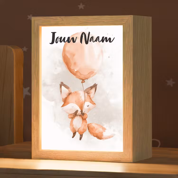 Nachtlampje met naam - Vos - Pastel kleuren - Dier — 1