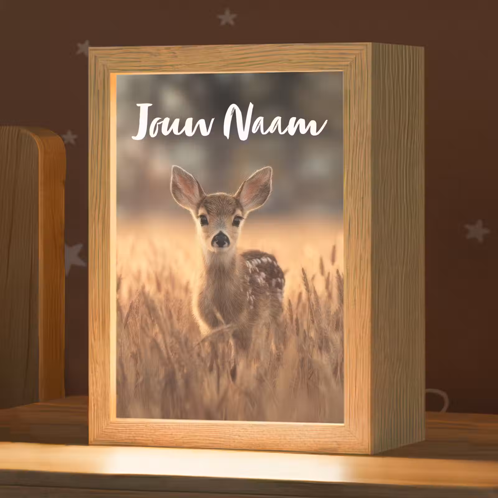 Nachtlampje met naam - Hert - Graanveld - Bruin — 1