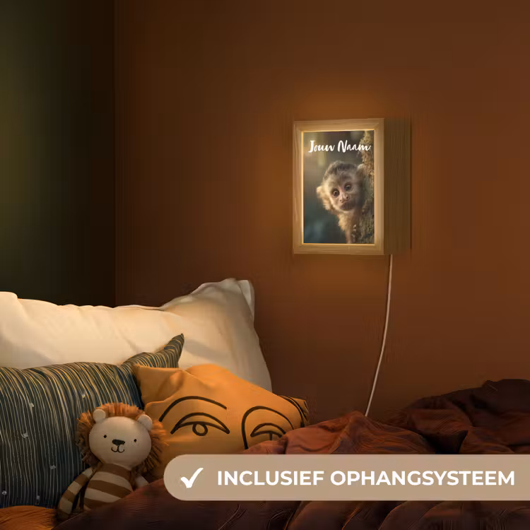 Nachtlampje met naam - Aap - Boomstronk - Bruin — 3