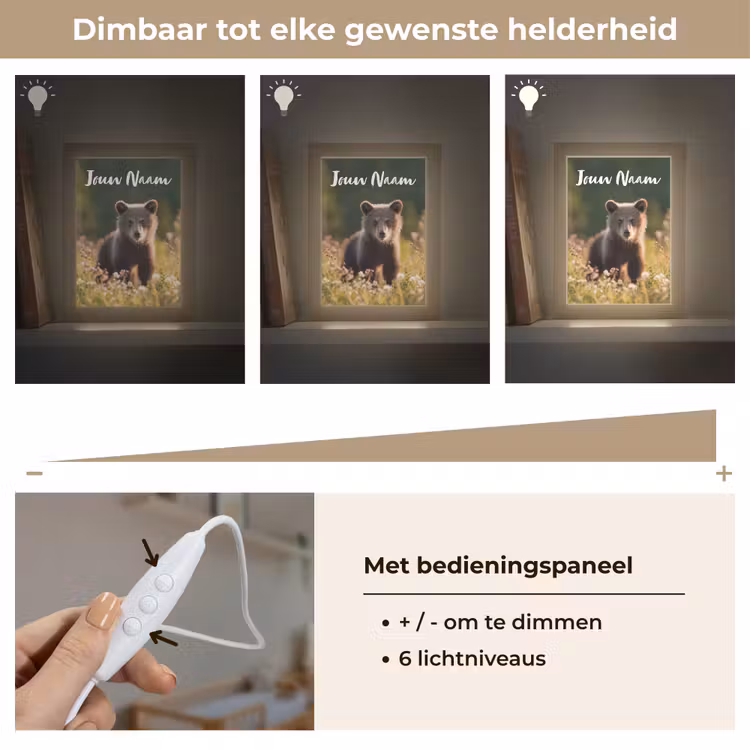Nachtlampje met naam - Beer - Bloemenveld - Gras — 6