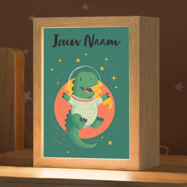 Nachtlampje met naam - Dino - Groen - Planeet — 1