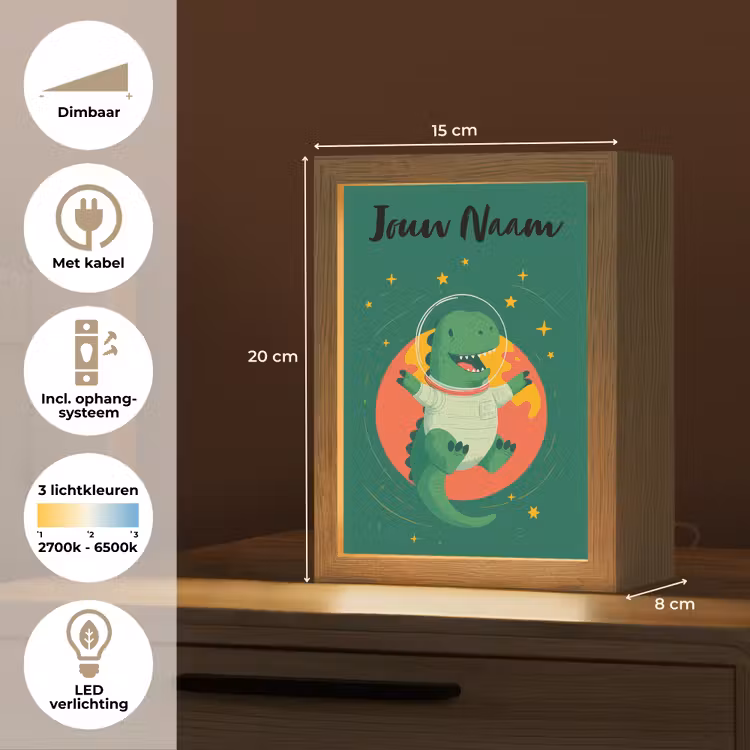 Nachtlampje met naam - Dino - Groen - Planeet — 2