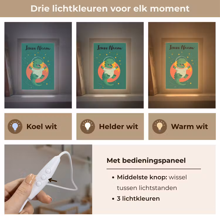 Nachtlampje met naam - Dino - Groen - Planeet — 5