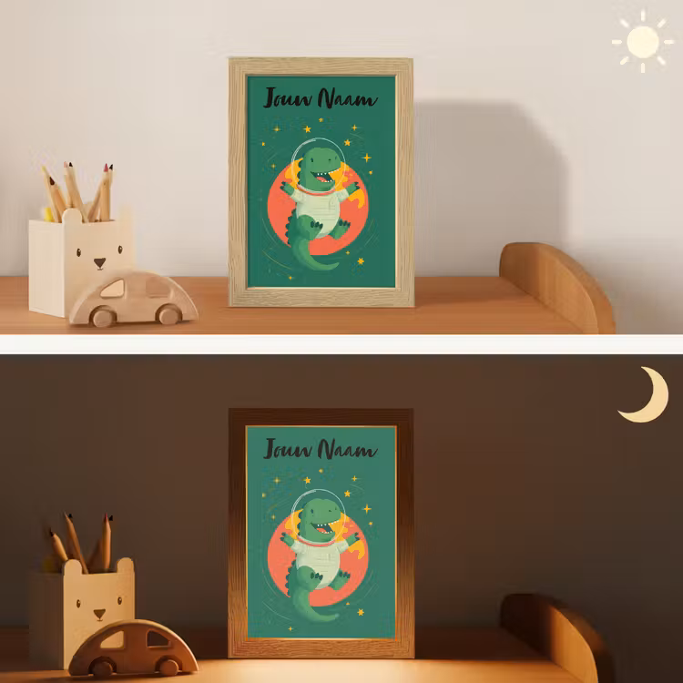 Nachtlampje met naam - Dino - Groen - Planeet — 7
