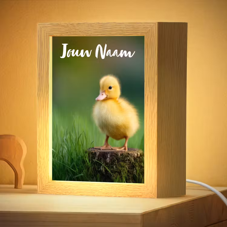 Nachtlampje met naam - Kuiken - Eend - Geel - Gras — 4
