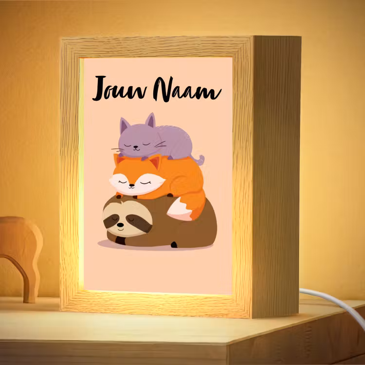 Nachtlampje met naam - Luiaard - Vos - Kat - Slaperig — 4