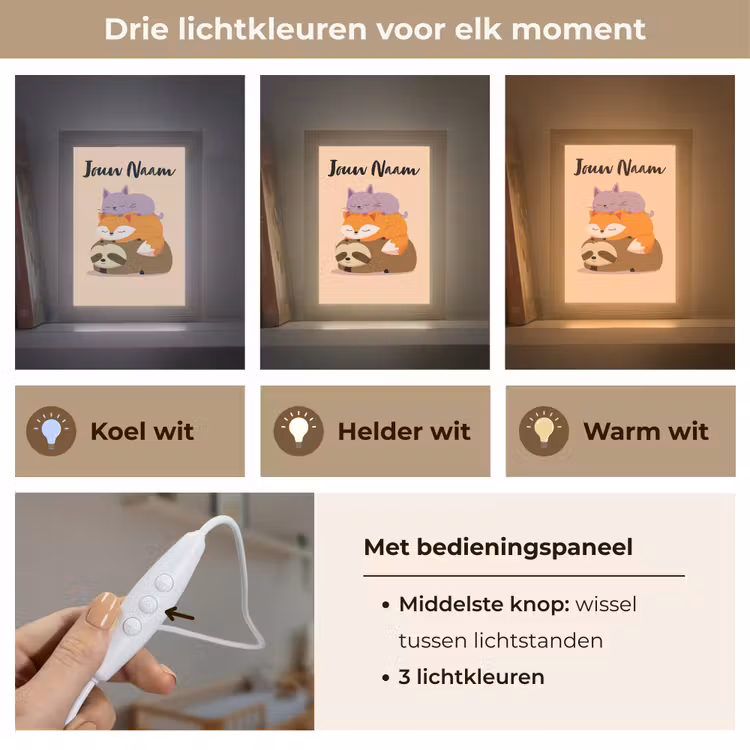 Nachtlampje met naam - Luiaard - Vos - Kat - Slaperig — 5