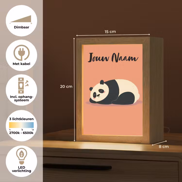 Nachtlampje met naam - Panda - Slaap - Oranje — 2