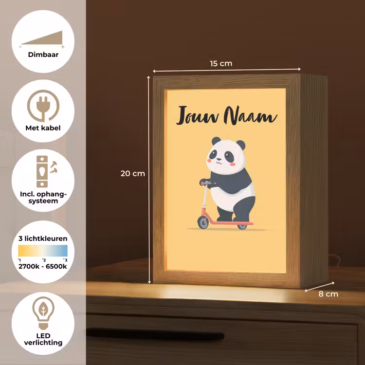 Nachtlampje met naam - Panda - Step - Geel — 2
