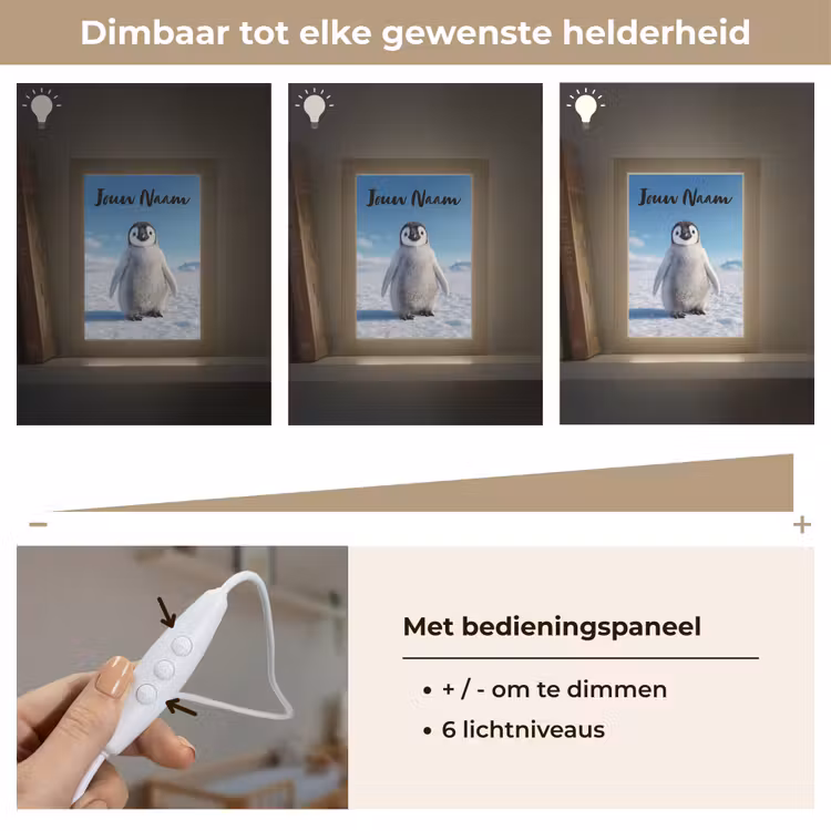Nachtlampje met naam - Pinguïn - Sneeuw - Landschap - Wit — 6