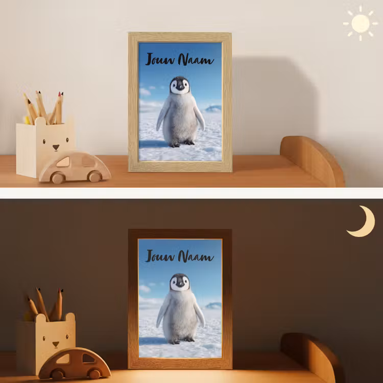 Nachtlampje met naam - Pinguïn - Sneeuw - Landschap - Wit — 7