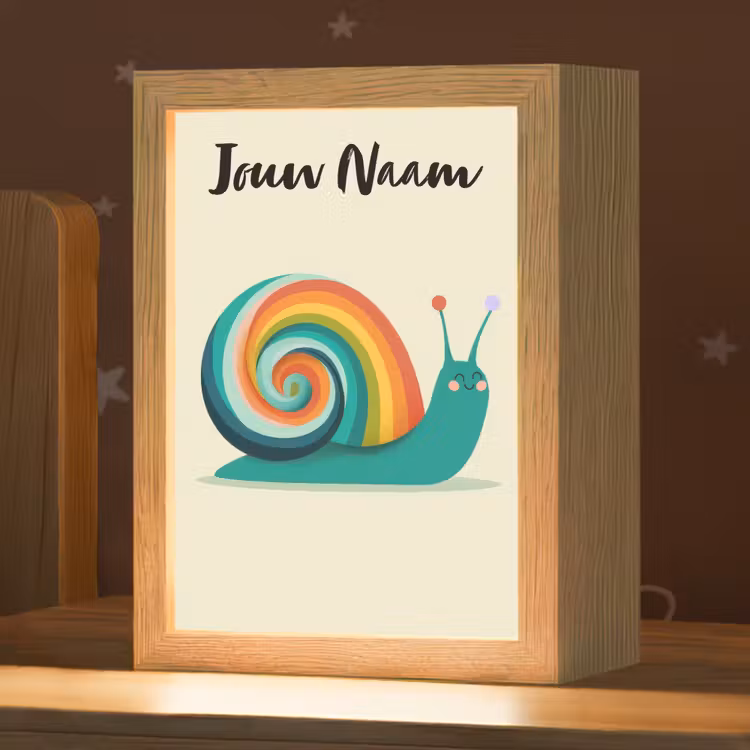 Nachtlampje met naam - Slak - Regenboogschild - Groen — 1
