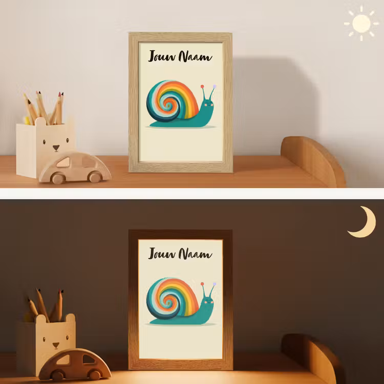 Nachtlampje met naam - Slak - Regenboogschild - Groen — 7