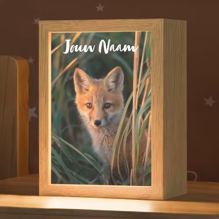 Nachtlampje met naam - Vos - Oranje - Gras — 1