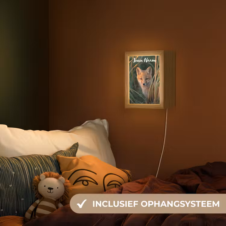 Nachtlampje met naam - Vos - Oranje - Gras — 3