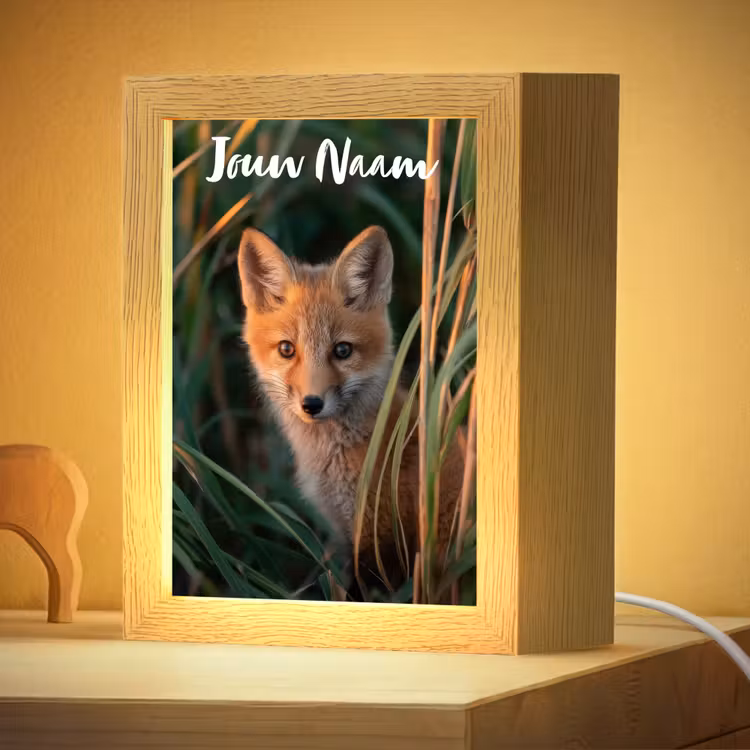 Nachtlampje met naam - Vos - Oranje - Gras — 4