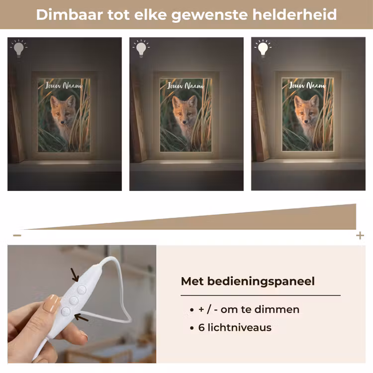 Nachtlampje met naam - Vos - Oranje - Gras — 6