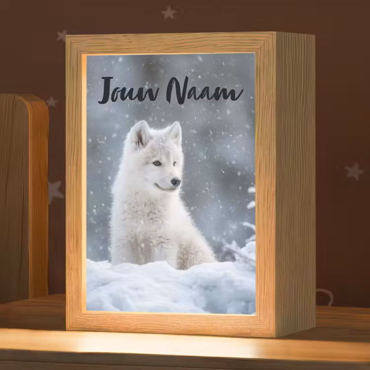 Nachtlampje met naam - Wolf - Pup - Sneeuw — 1