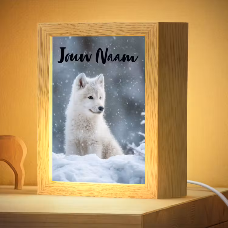 Nachtlampje met naam - Wolf - Pup - Sneeuw — 4