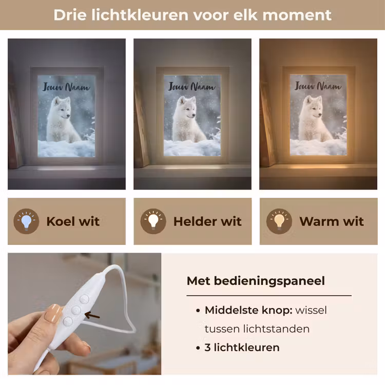 Nachtlampje met naam - Wolf - Pup - Sneeuw — 5