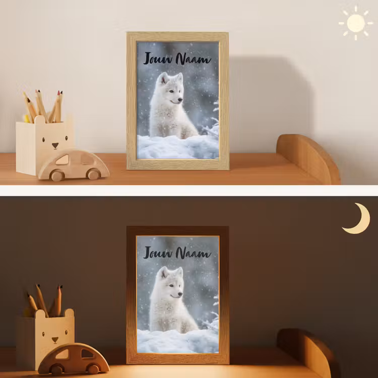 Nachtlampje met naam - Wolf - Pup - Sneeuw — 7