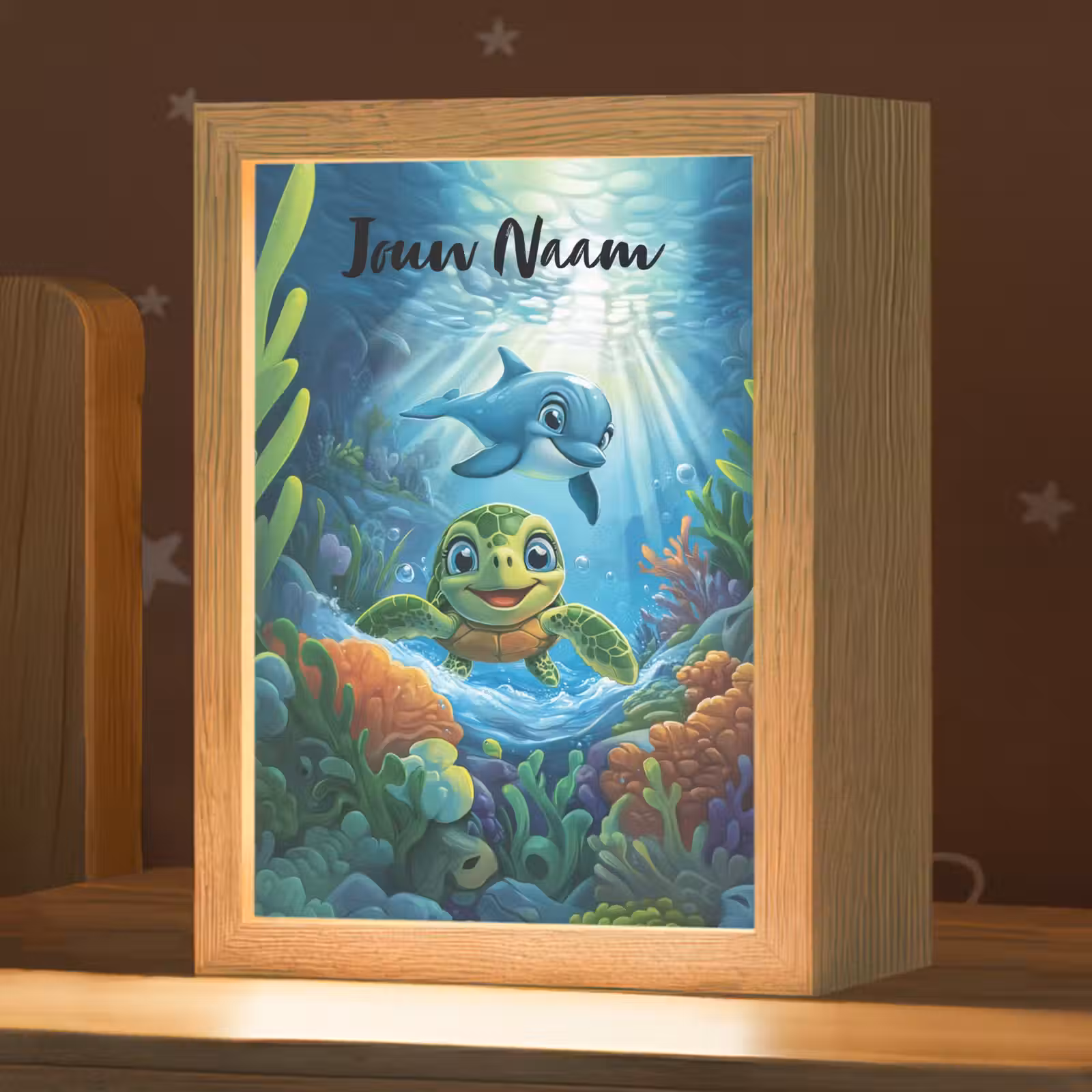 Nachtlampje met naam - Schildpad - Dolfijn - Oceaan — 1
