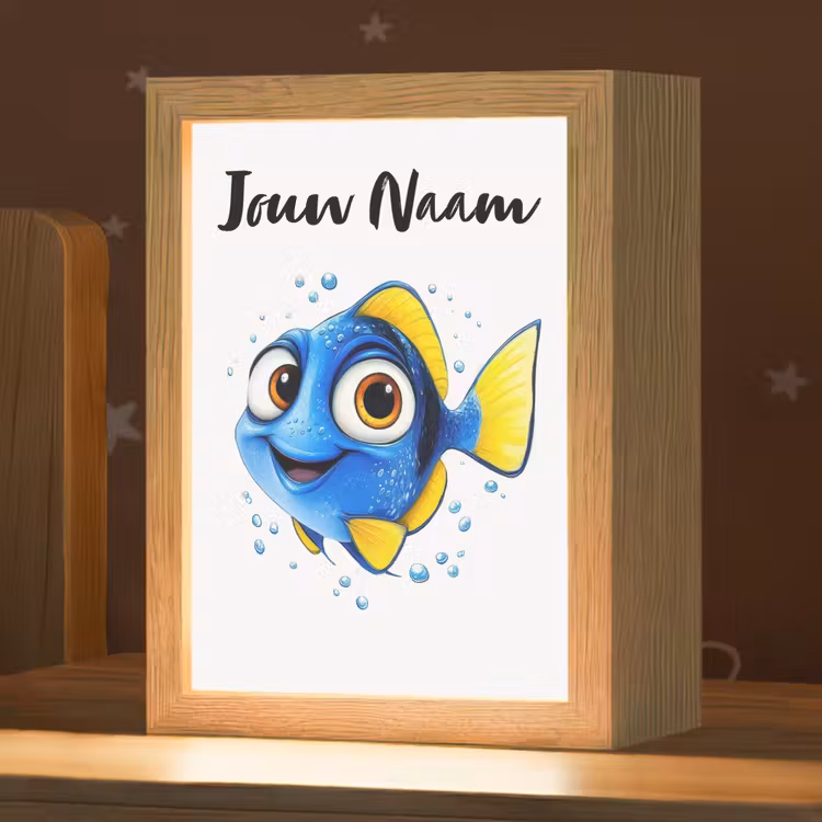 Nachtlampje met naam - Doktersvis - Blauw - Vis - Spetters — 1