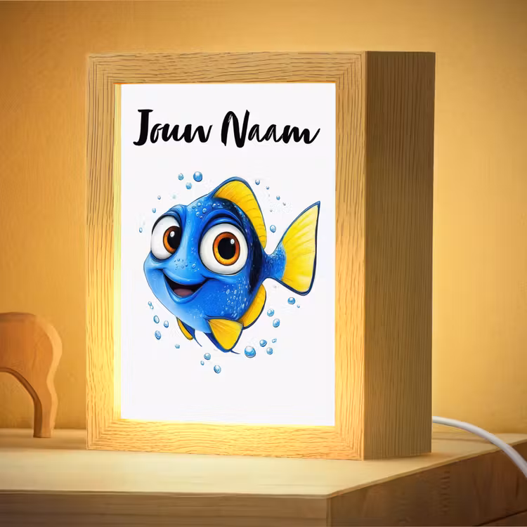 Nachtlampje met naam - Doktersvis - Blauw - Vis - Spetters — 4