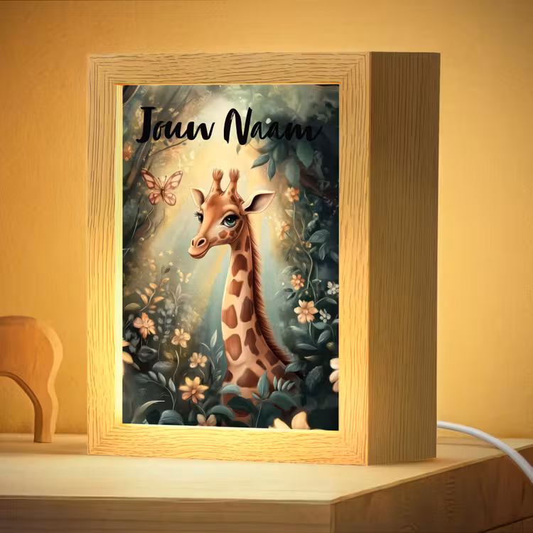 Nachtlampje met naam - Giraffe - Jungle - Bloemen — 4