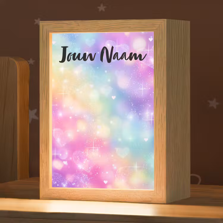 Nachtlampje met naam - Licht - Regenboog - Hartjes — 1