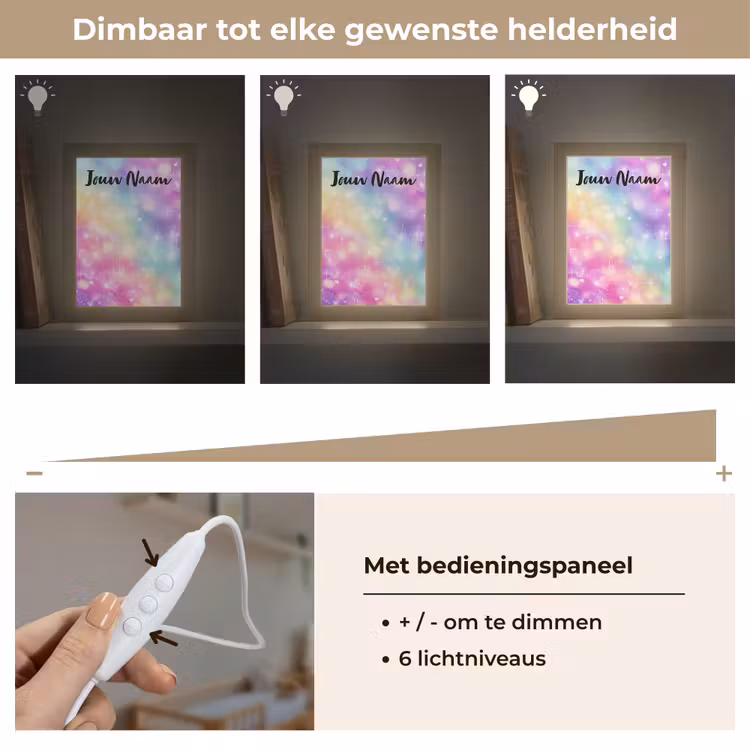 Nachtlampje met naam - Licht - Regenboog - Hartjes — 6