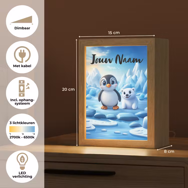 Nachtlampje met naam - Pinguïn - IJsbeer - IJs - Sneeuw — 2