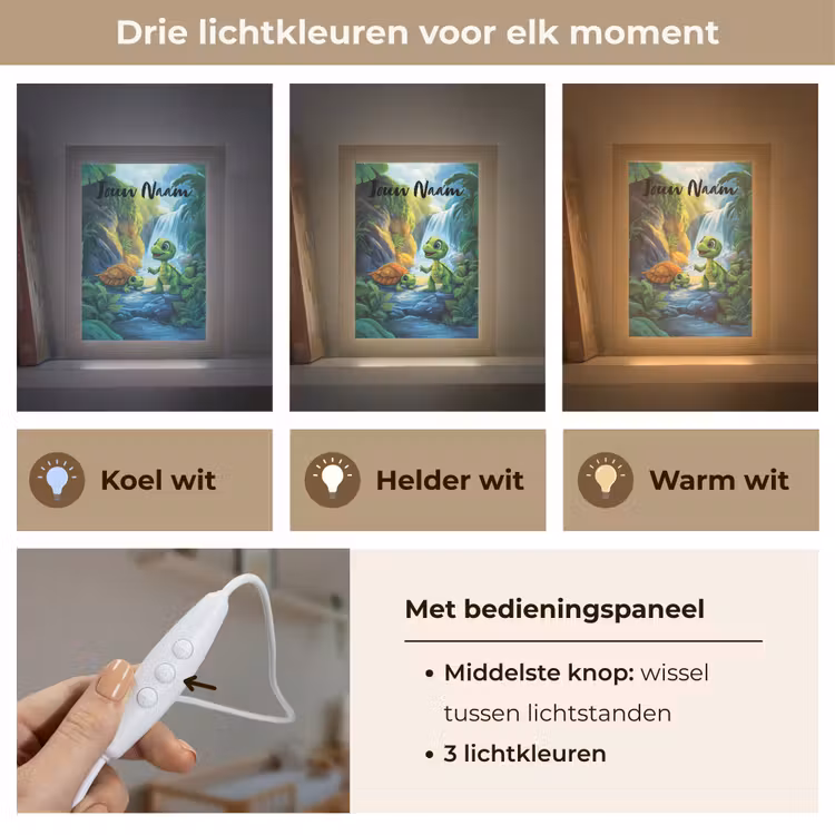 Nachtlampje met naam - Schildpad - Dino - Jungle - Waterval — 5